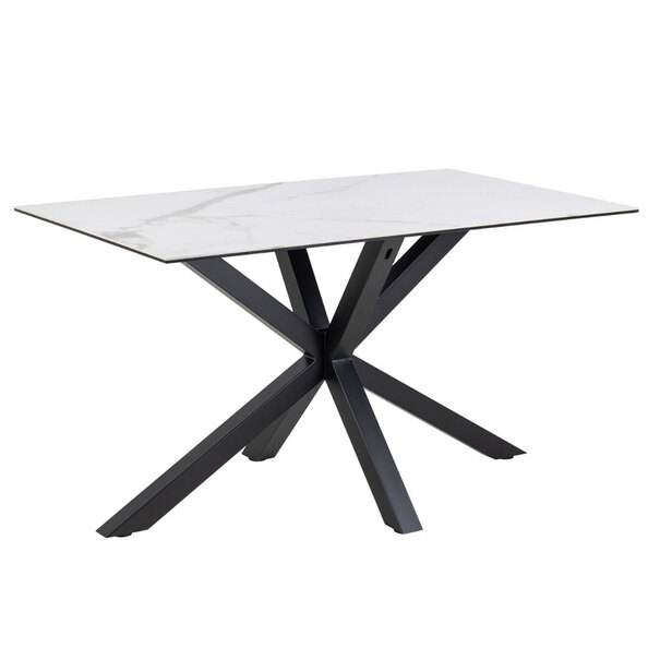 Hebron Small Ceramic Top Dining Table In White Akranes