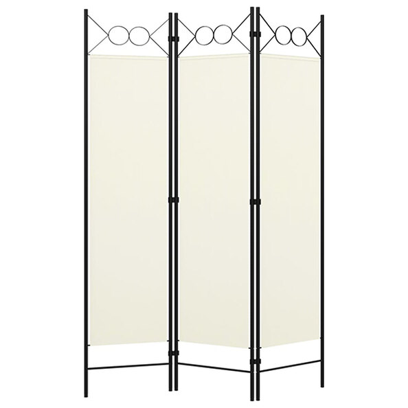 Hecate Fabric 3 Panel 120cm x 180cm Room Divider In Cream White