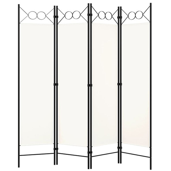 Hecate Fabric 4 Panel 160cm x 180cm Room Divider In Cream White