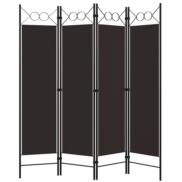 Hecate Fabric 4 Panels 160cm x 180cm Room Divider In Brown