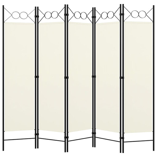 Hecate Fabric 5 Panel 200cm x 180cm Room Divider In Cream White