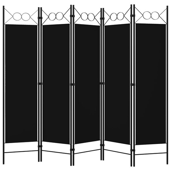Hecate Fabric 5 Panels 200cm x 180cm Room Divider In Black