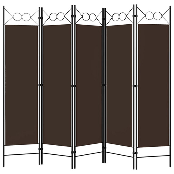 Hecate Fabric 5 Panels 200cm x 180cm Room Divider In Brown