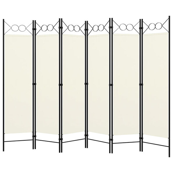 Hecate Fabric 6 Panel 240cm x 180cm Room Divider In Cream White