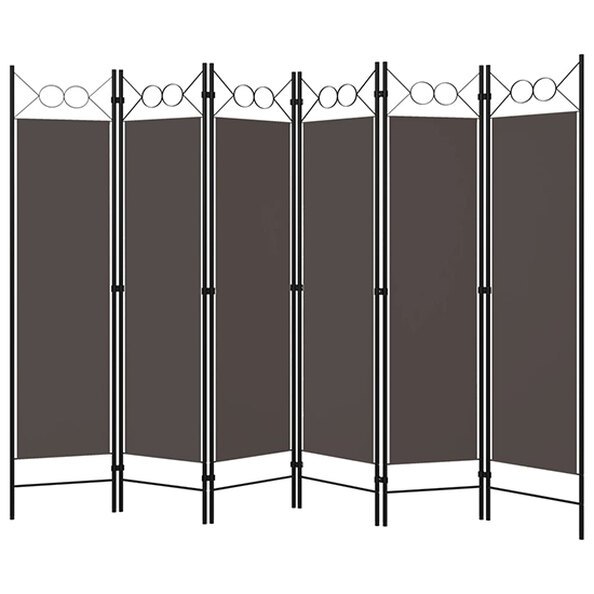 Hecate Fabric 6 Panels 240cm x 180cm Room Divider In Anthracite
