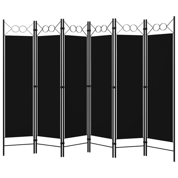 Hecate Fabric 6 Panels 240cm x 180cm Room Divider In Black