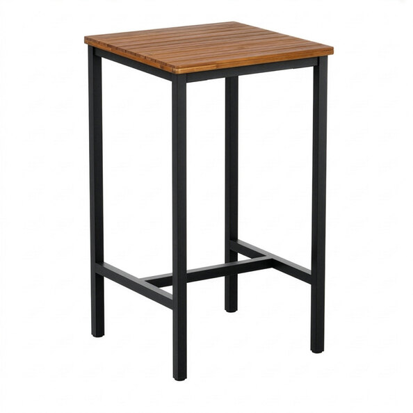 Helena 80cm Solid Acacia Wood Top Bistro Table with Black Base