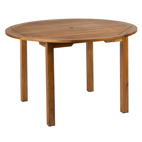 Helena Garden Round Solid Acacia Wood Dining Table in Brown