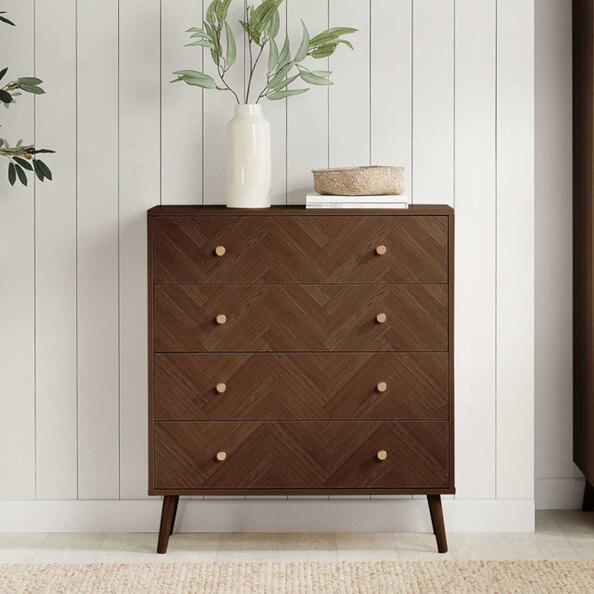 Helena Wooden Chest Of 4 Drawers in Walnut