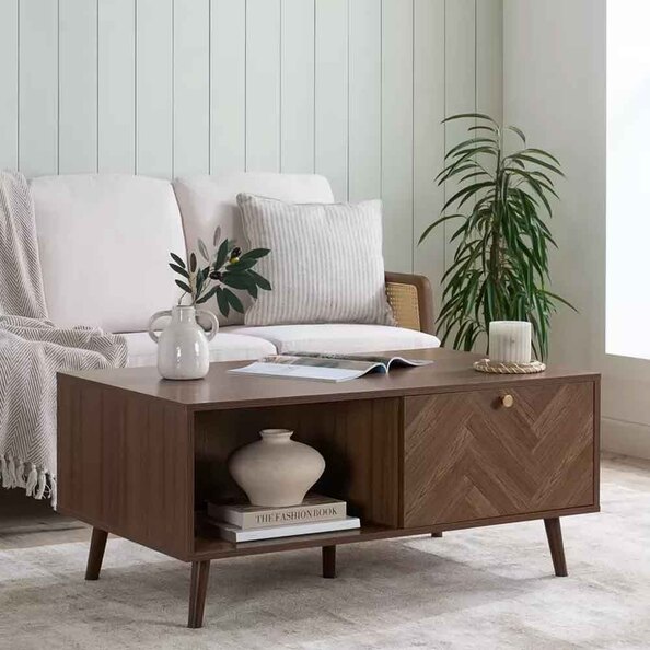 Helena Wooden Coffee Table with 1 Drawer in Walnut