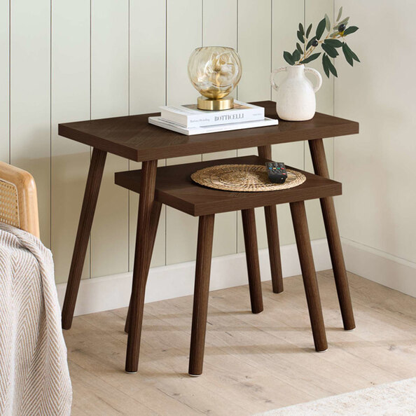Helena Wooden Nest of 2 Tables in Walnut
