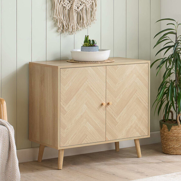 Helena Wooden Storage Cabinet with 2 Doors in Oak