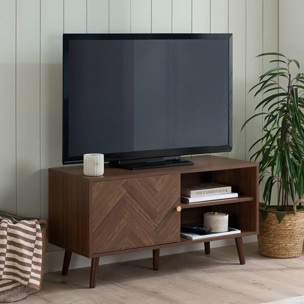 Helena Wooden TV Stand with 1 Door in Walnut