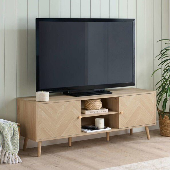 Helena Wooden TV Stand with 2 Doors in Oak