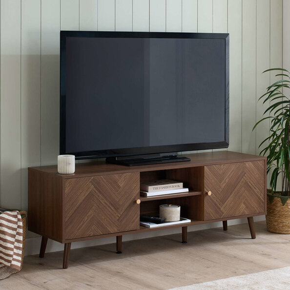 Helena Wooden TV Stand with 2 Doors in Walnut
