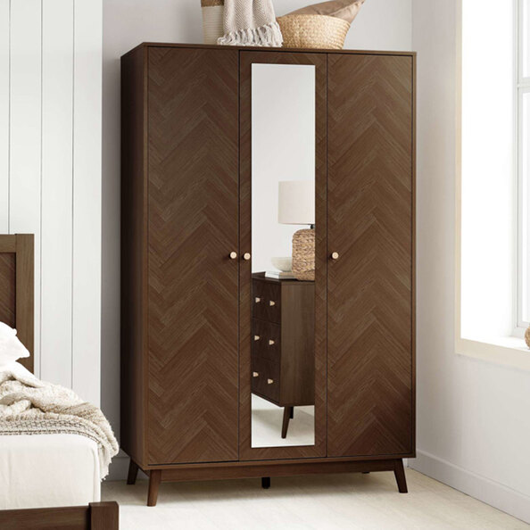 Helena Wooden Wardrobe with 3 Doors in Walnut