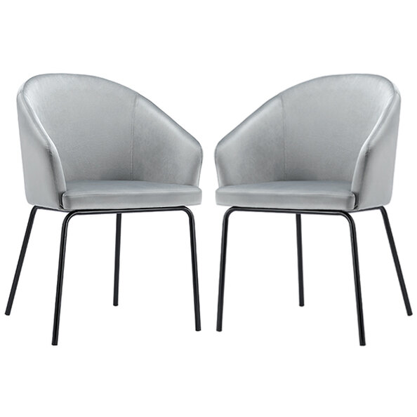 Helga Grey Velvet Dining Chairs With Black Frame In Pair