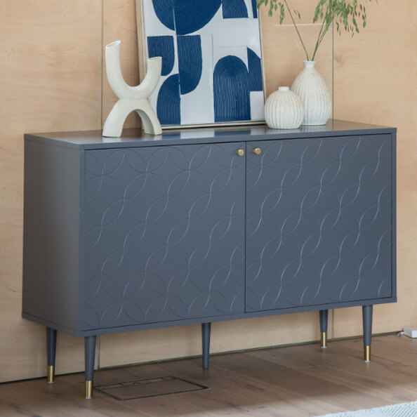 Helston Wooden Storage Cabinet With 2 Doors In Grey