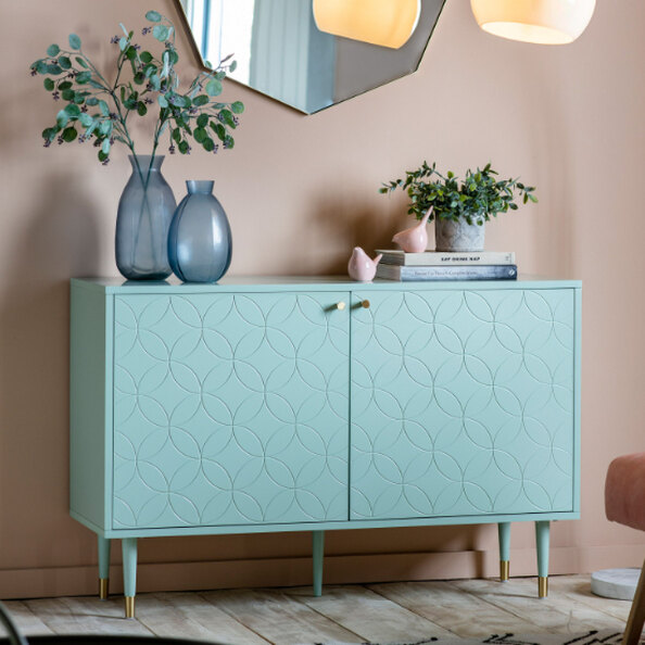 Helston Wooden Storage Cabinet With 2 Doors In Mint