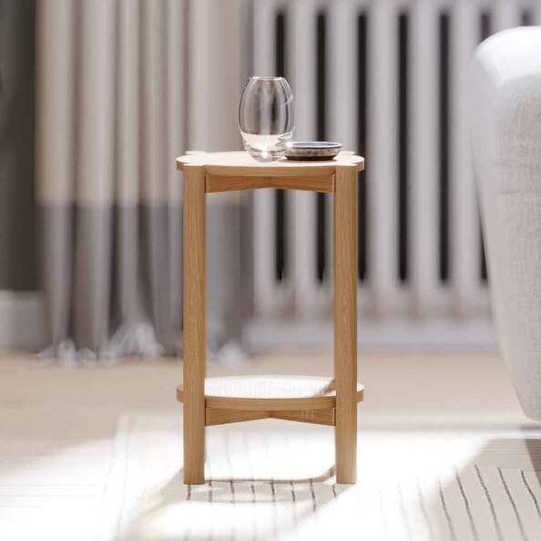 Helvane Solid Wood Side Table in Oak
