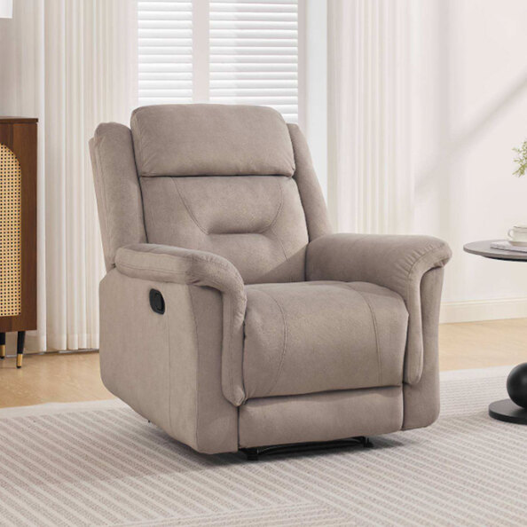 Hemley Fabric Manual Recliner 1 Seater Sofa in Taupe
