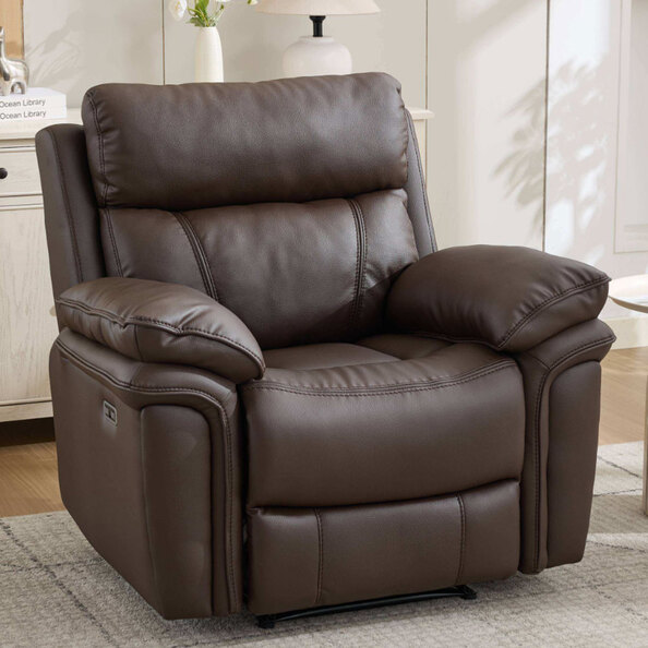 Henley Plush PU Electric 1 Seater Sofa in Espresso