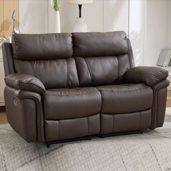 Henley Plush PU Electric 2 Seater Sofa in Espresso