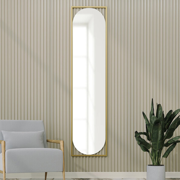 Henri Tall Wall Mirror with Gold Wooden Frame