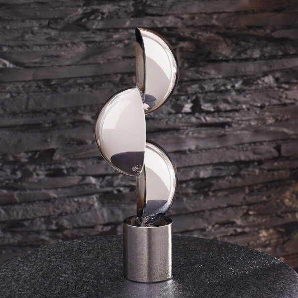 Henviro Black and White Sculpture with Cylindrical Glass Base