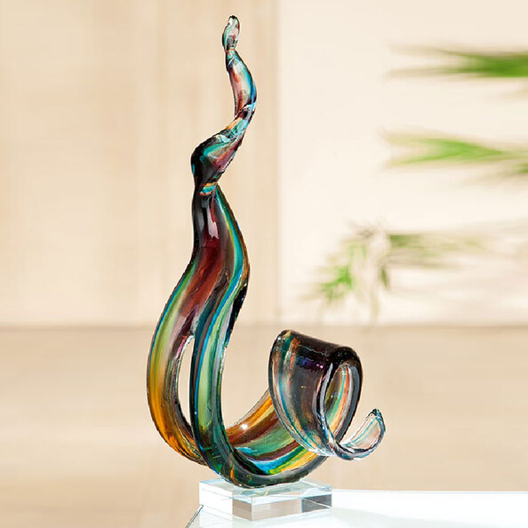 Henviro Wave Glass Sculpture in Multicolour
