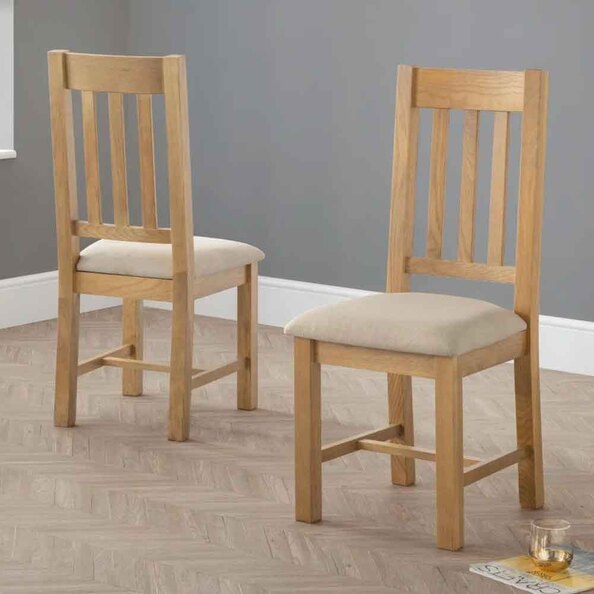 Henvora Oak Wooden Dining Chairs in Pair