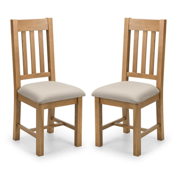 Hadia Waxed Oak Dining Chair In Pair
