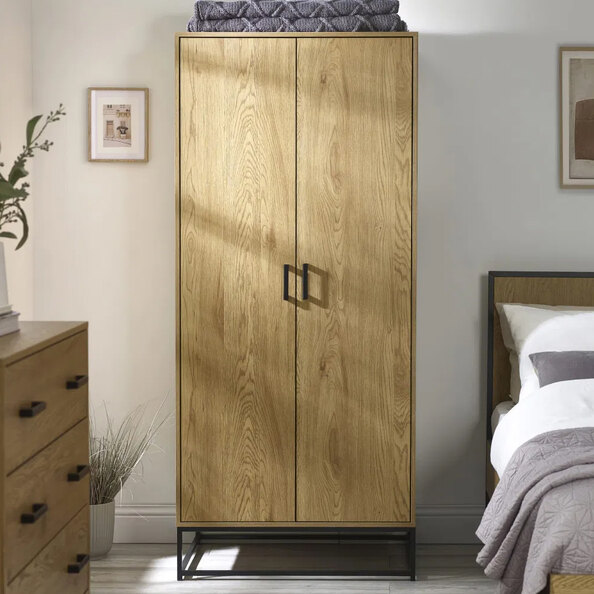 Herriman Wooden Wardrobe With 2 Doors - Brown