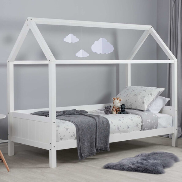 Herrin Wooden Single Bed In White