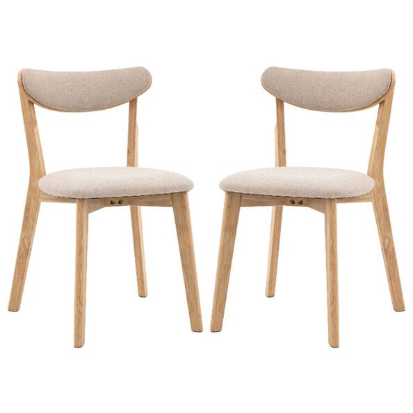 Hervey Natural Wooden Dining Chairs In Pair