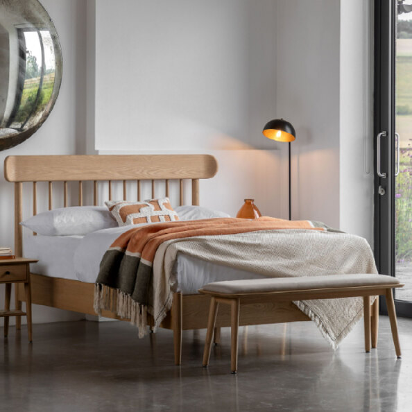 Hervey Wooden Spindle King Size Bed In Natural