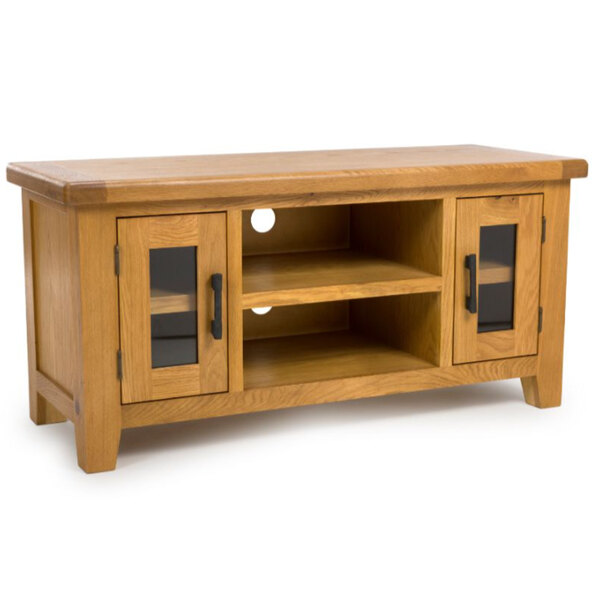 Hewitt Wooden TV Stand With 2 Doors In Rustic Oak
