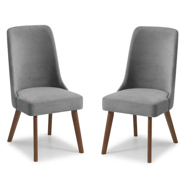 Hidalgo Dusk Grey Fabric Dining Chairs in Pair