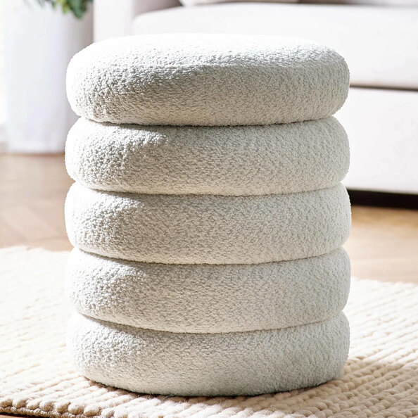 Hidalgo Fabric Storage Stool in Beige