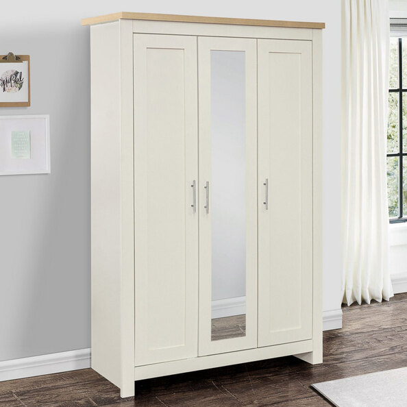 Highland Wooden Wardrobe With 3 Doors In Cream Oak