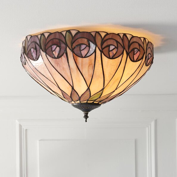 Hinton Tiffany Glass Ceiling Light In Multicolour