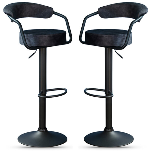 Hobart Charcoal Fabric Bar Stools - Pair