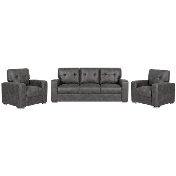 Hobart Fabric 3+1+1 Seater Sofa Set In Dark Grey