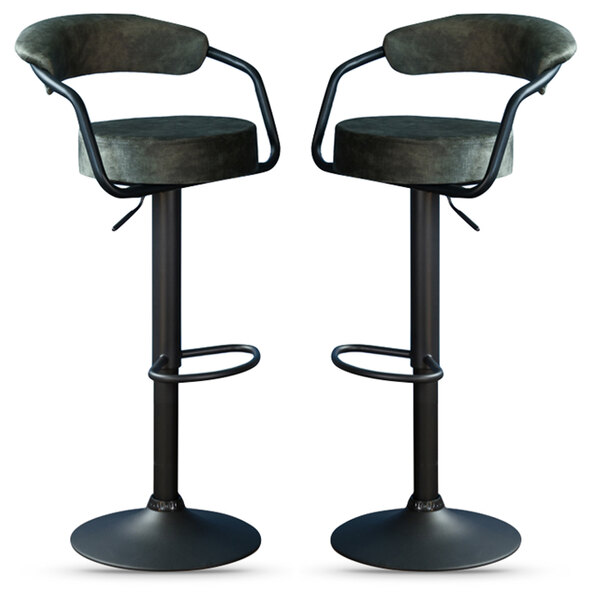 Hobart Olive Fabric Bar Stools - Pair