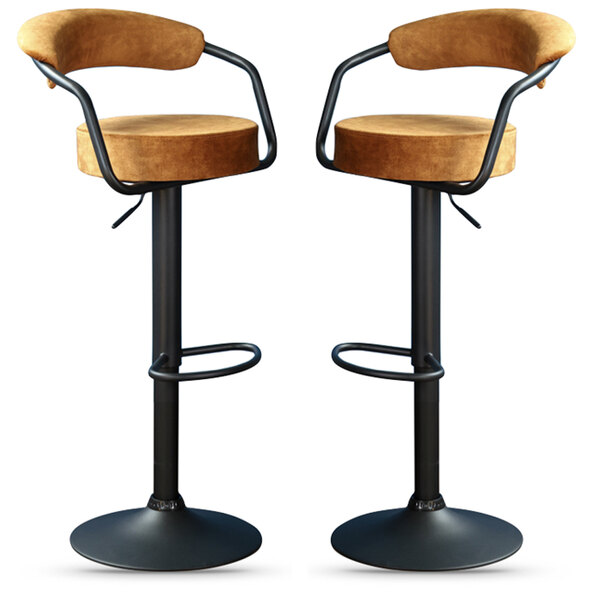 Hobart Rust Fabric Bar Stools - Pair
