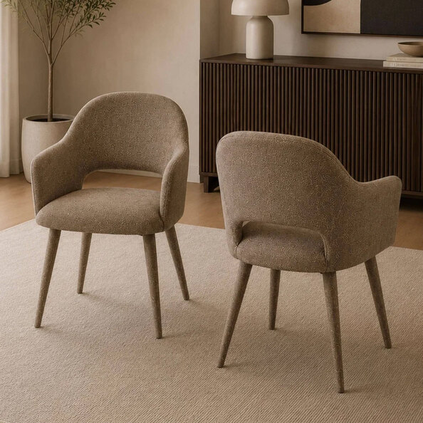 Hovion Hazel Fabric Dining Chairs in Pair