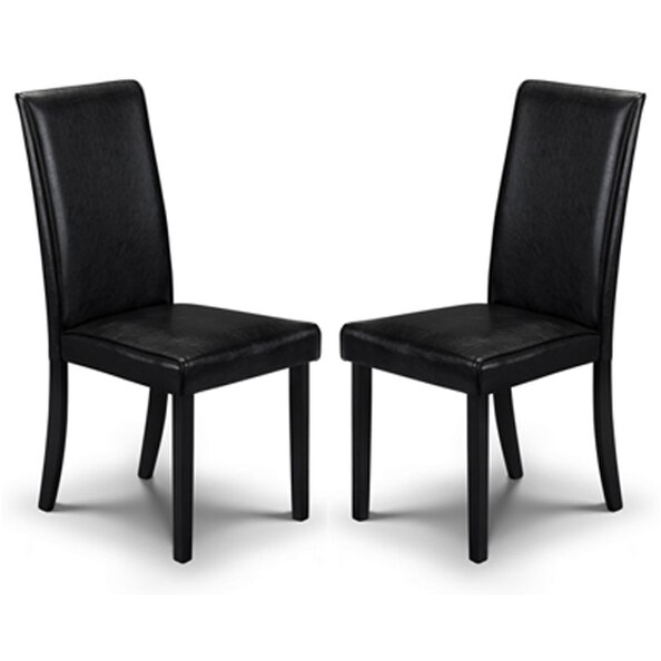 Haneul Black Faux Leather Dining Chair In Pair