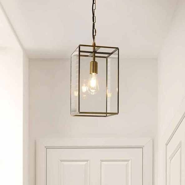 Huntley Small Metal Ceiling Pendant Light in Brushed Aged Brass