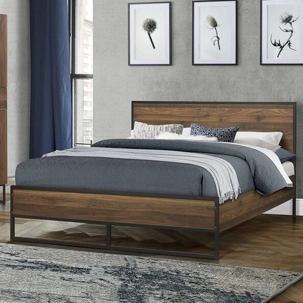 Huston Wooden Small Double Bed In Walnut