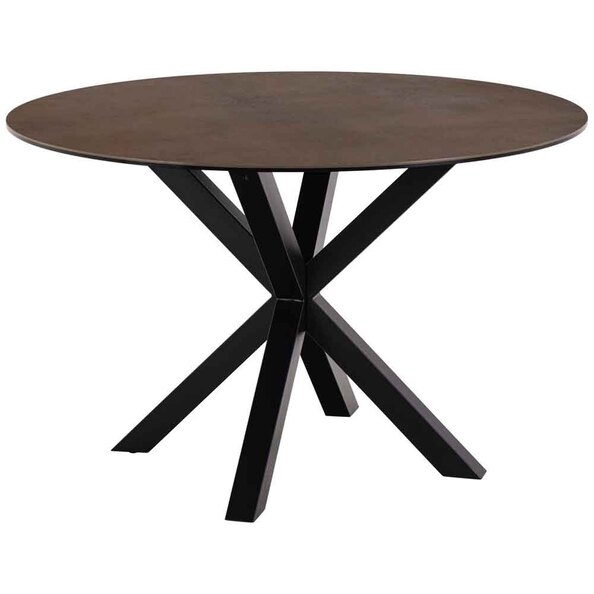 Hyeres Ceramic Round Dining Table With Black Legs - Dark Oak